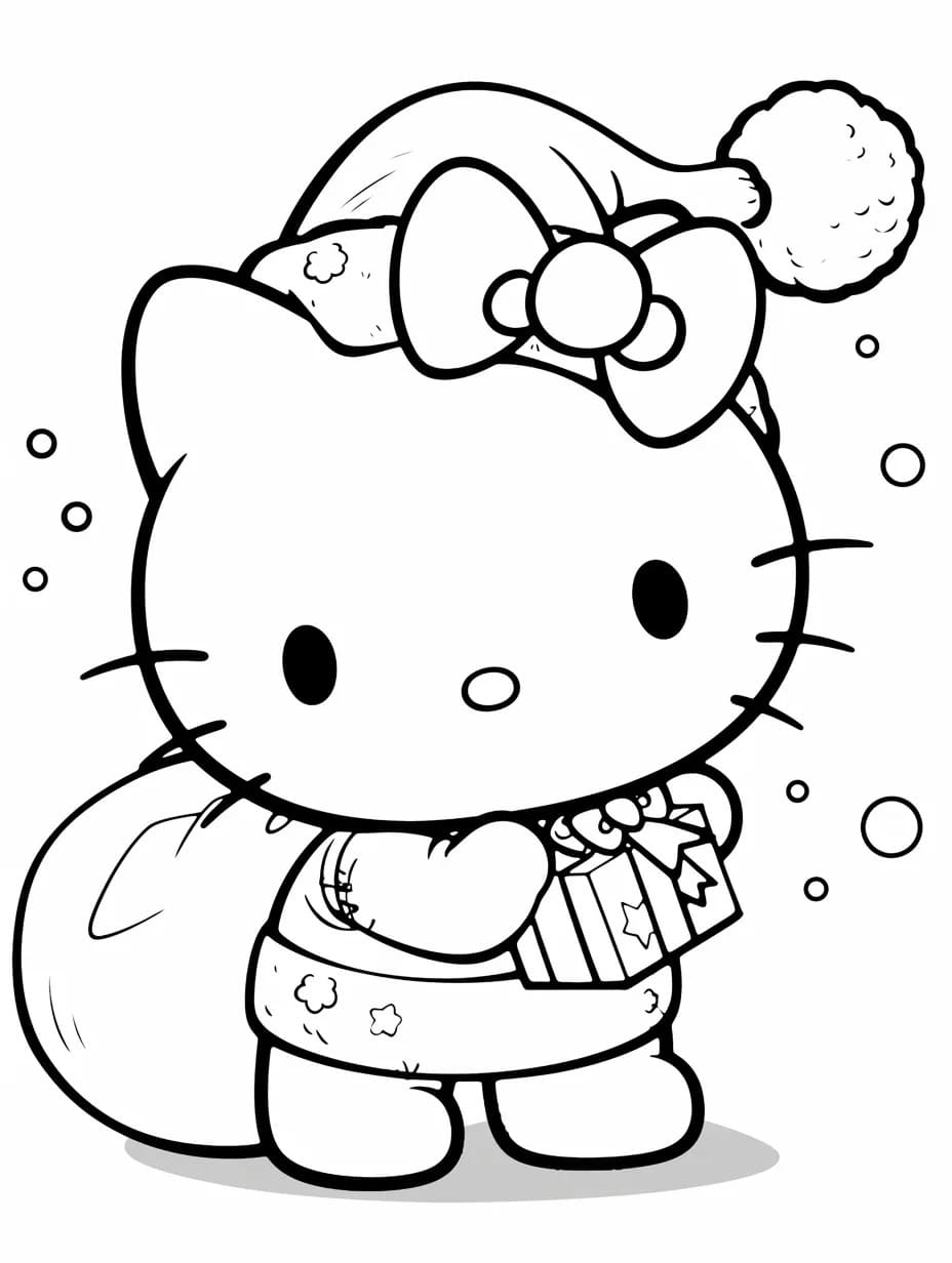 Coloriage Image de Hello Kitty simple à imprimer