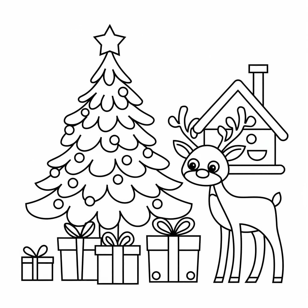 Coloriage Image de renne de Noël à imprimer