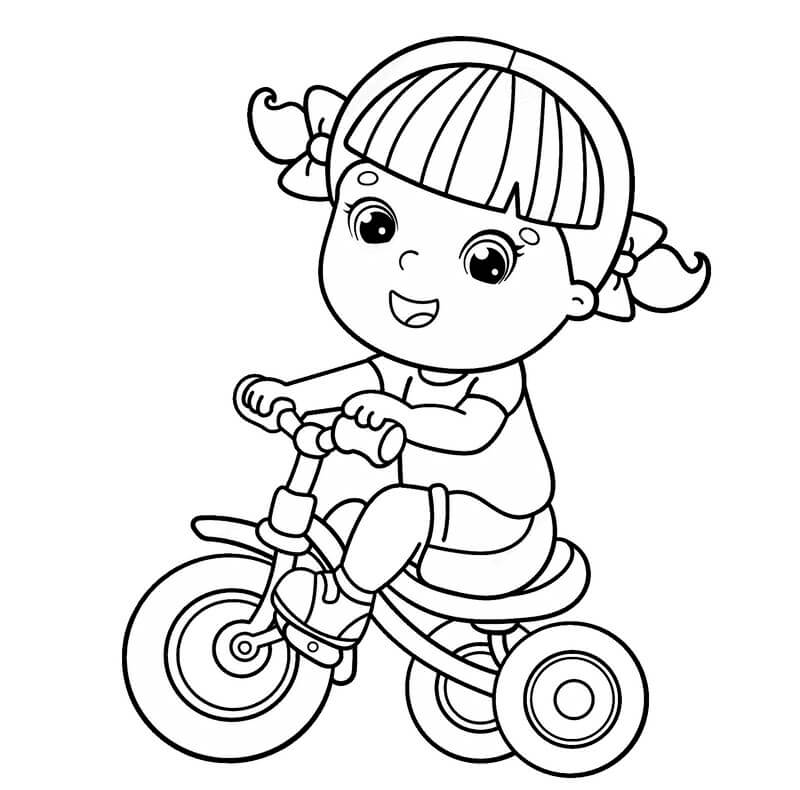 Coloriage Jolie fille avec un vélo