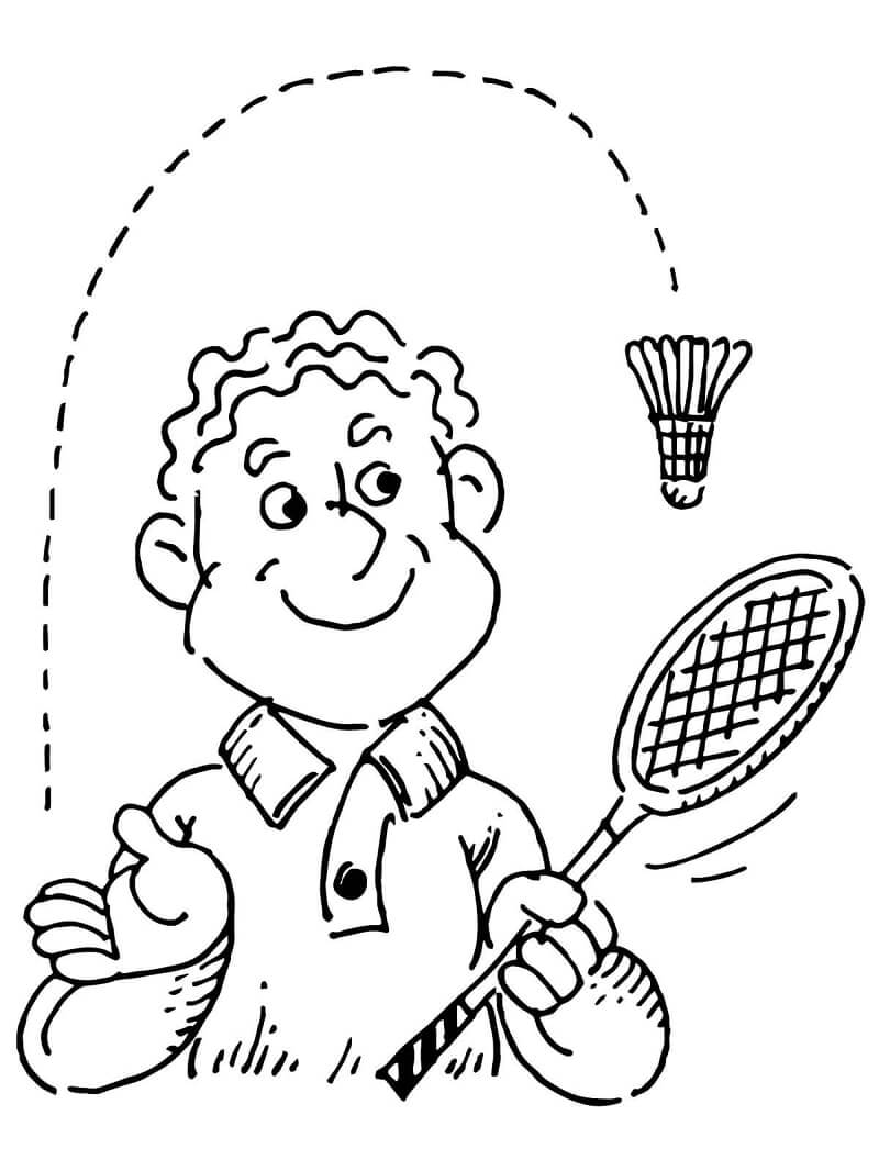 Coloriage Joueur de Badminton 3