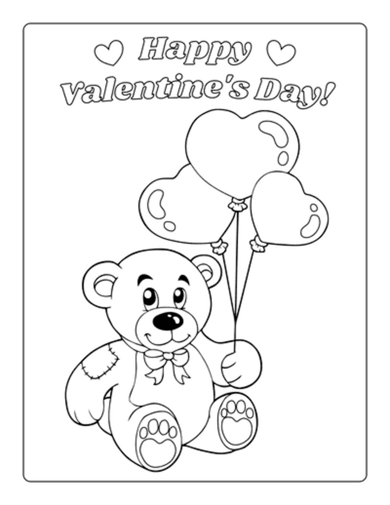 Coloriage Joyeuse Saint-Valentin avec un ours