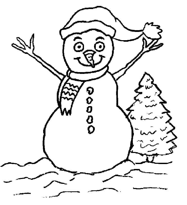 Coloriage Joyeux Noël Bonhomme De Neige