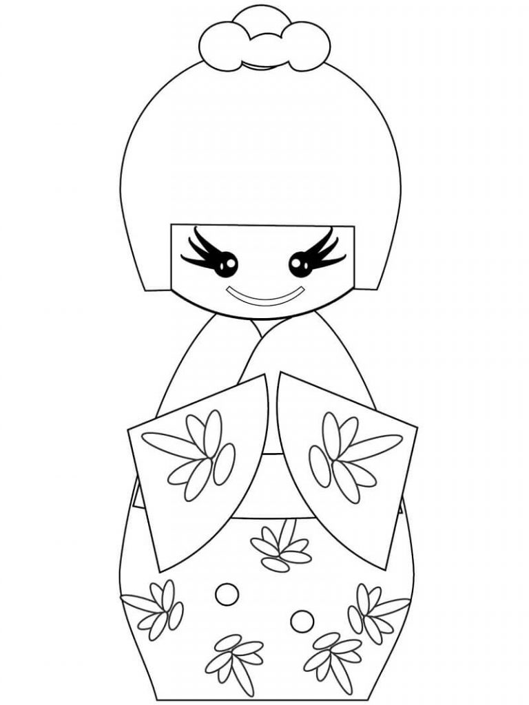 Coloriage Kokeshi à imprimer