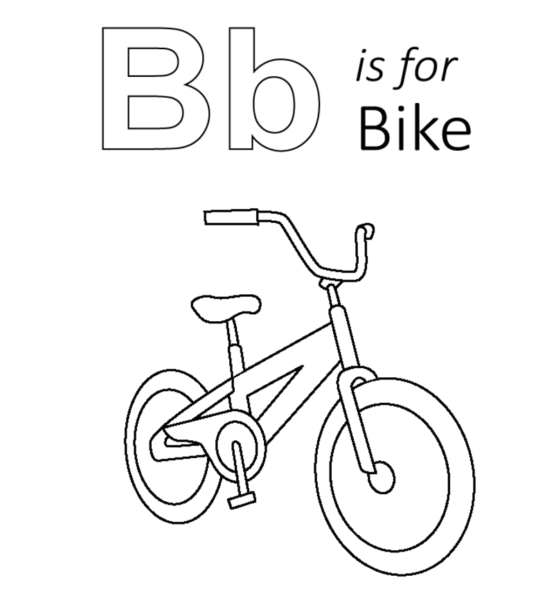 Coloriage La lettre B est pour le vélo