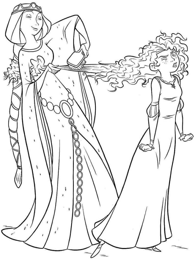 Coloriage La princesse Merida et la reine Elinor 1 à imprimer
