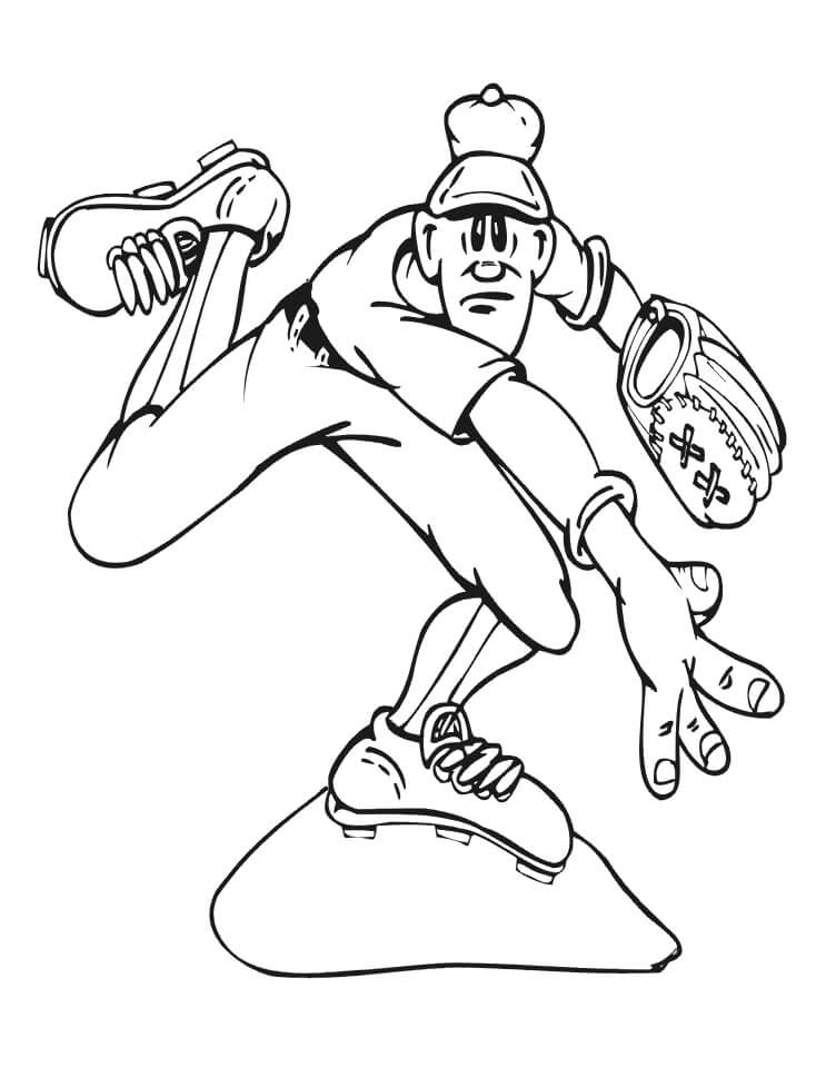 Coloriage Lanceur de Baseball à imprimer