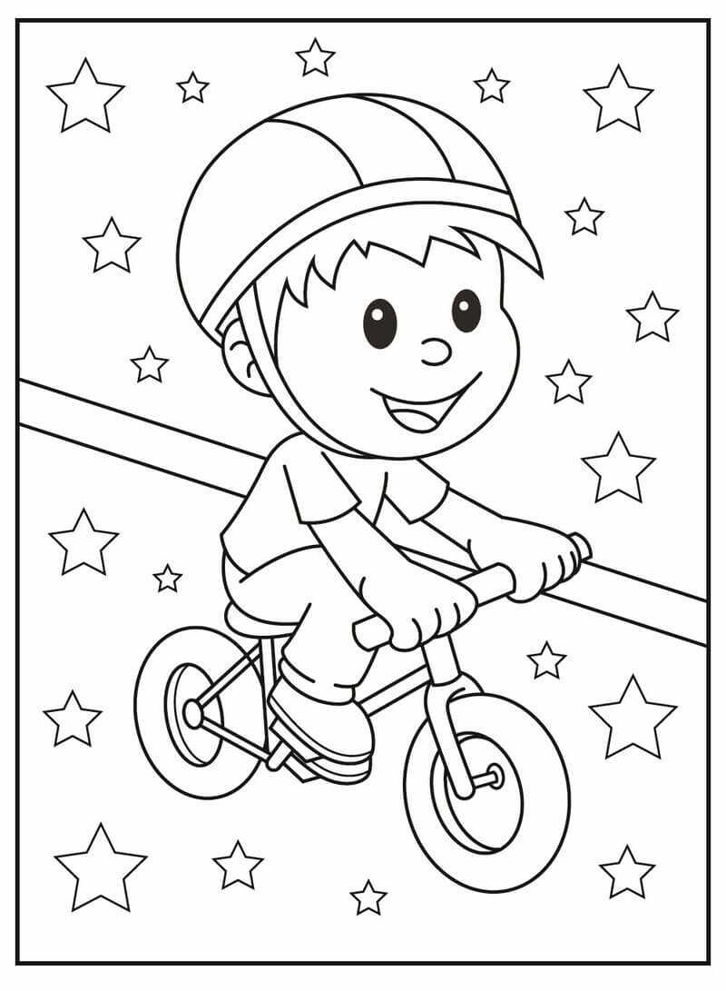 Coloriage L'enfant au vélo