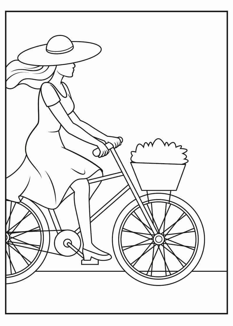 Coloriage Les femmes au vélo