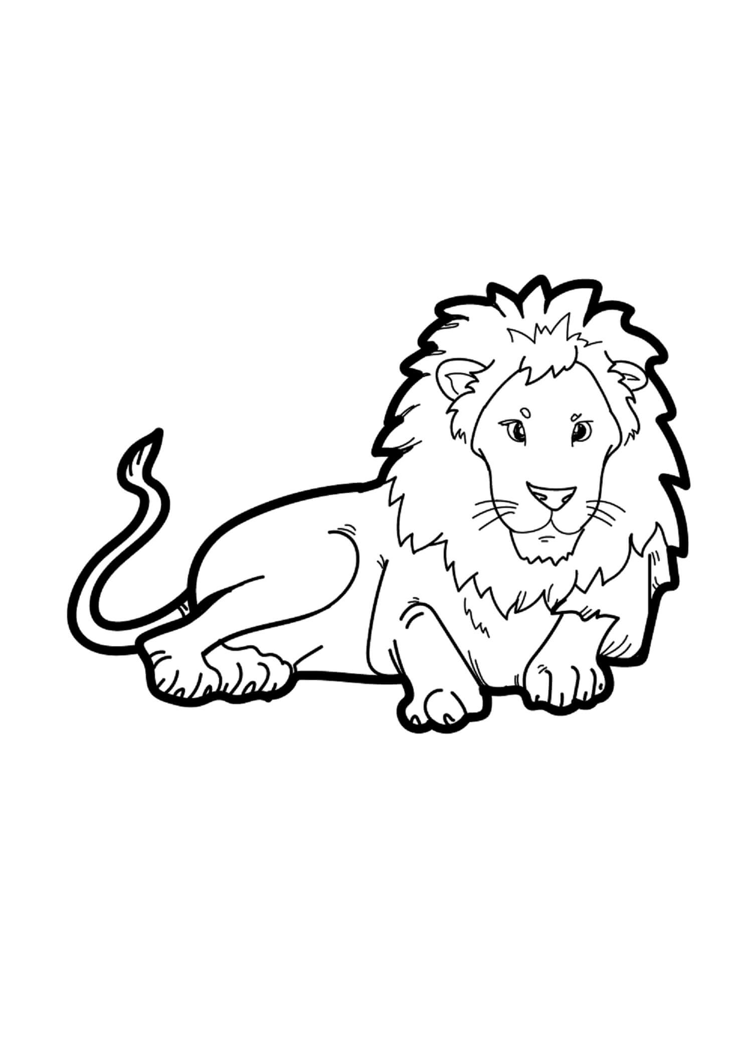 Coloriage Lion couché de base