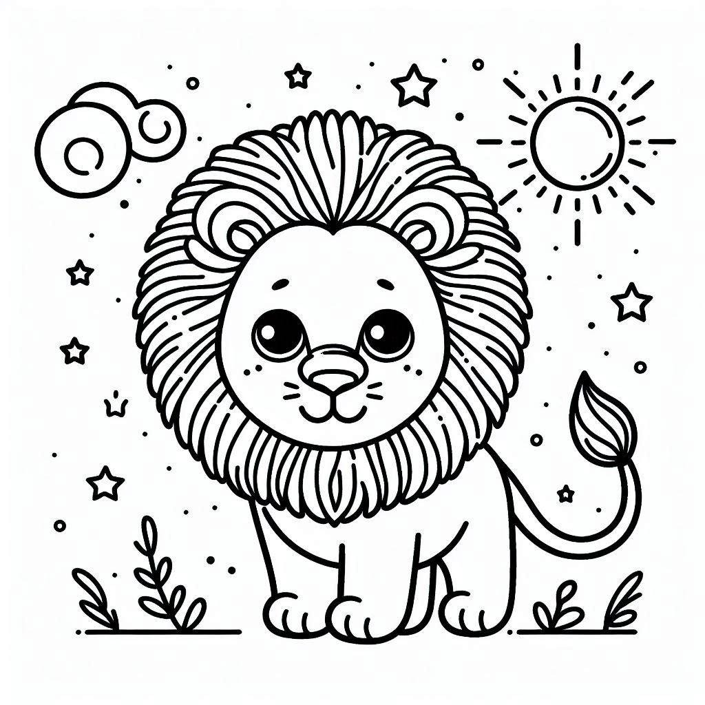 Coloriage Lion de base imprimable