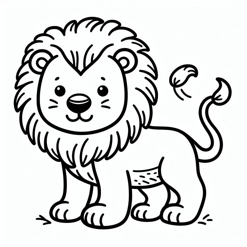 Coloriage Lion mignon basique