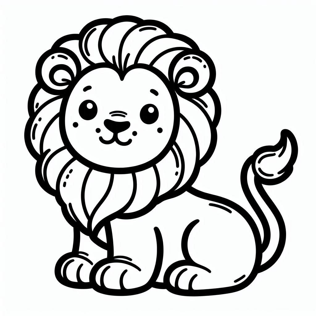 Coloriage Lion mignon et facile