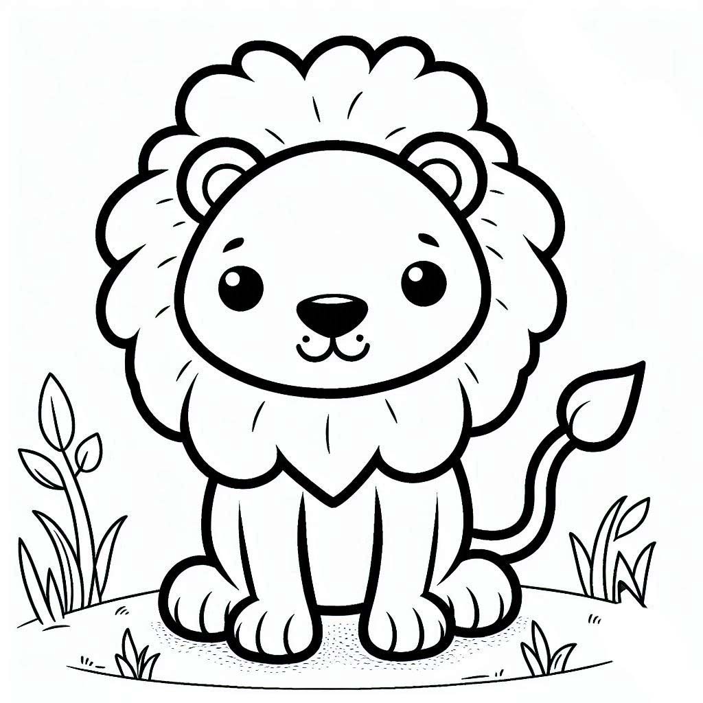 Coloriage Lion mignon imprimable