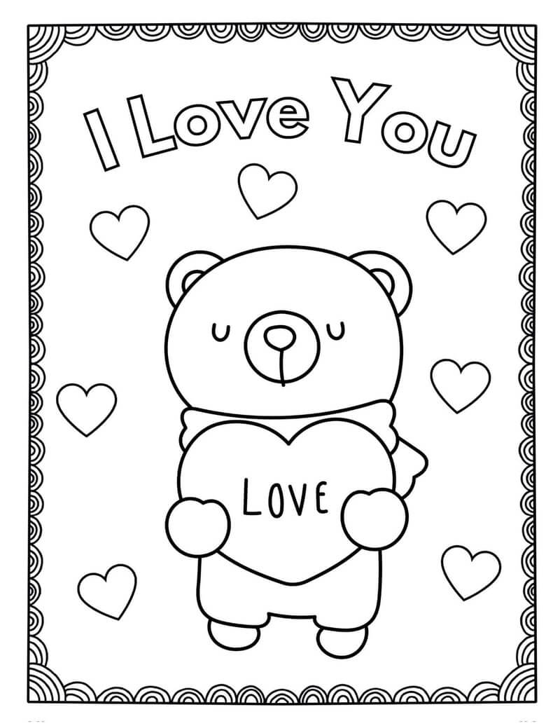 Coloriage L'ours dit je t'aime