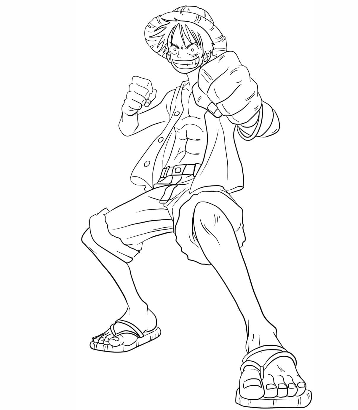 Coloriage Luffy dans l'anime One Piece