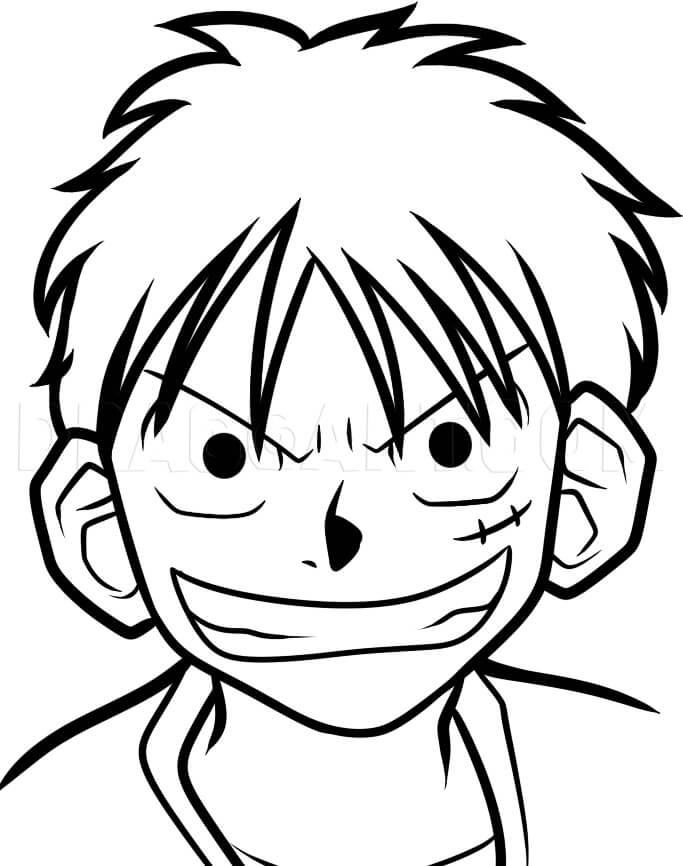 Coloriage Luffy Souriant
