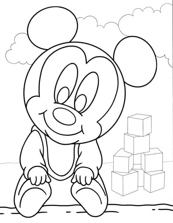 Coloriage Mickey Mouse très basique à imprimer