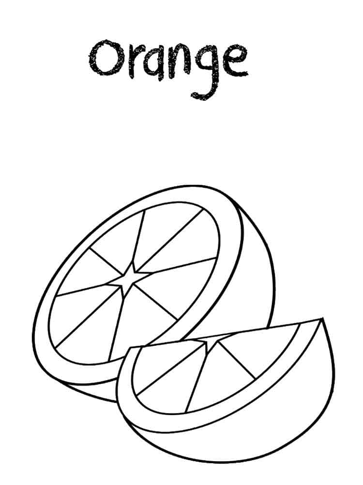 Coloriage Moitié d’orange et tranche à imprimer