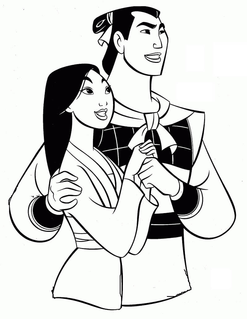 Coloriage Mulan et Li Shang