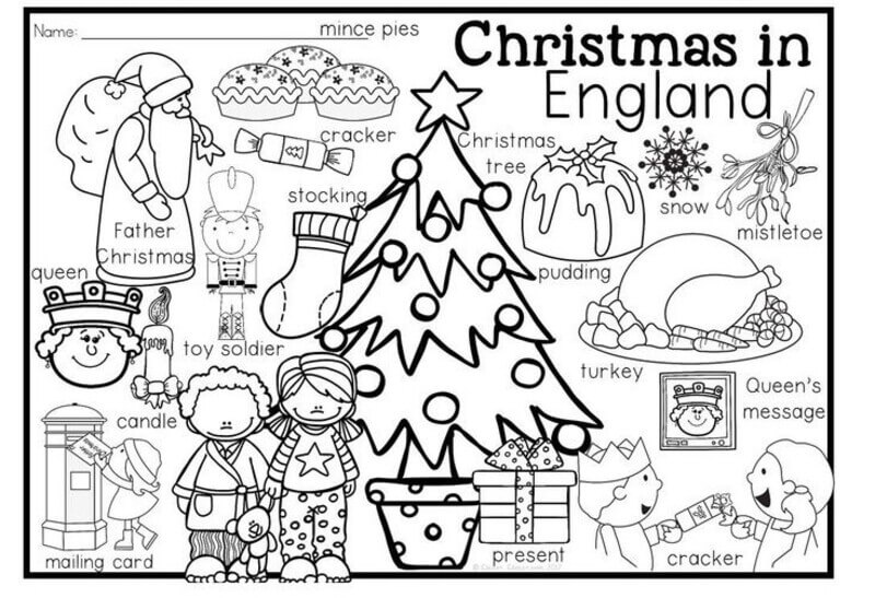 Coloriage Noël en Angleterre à imprimer