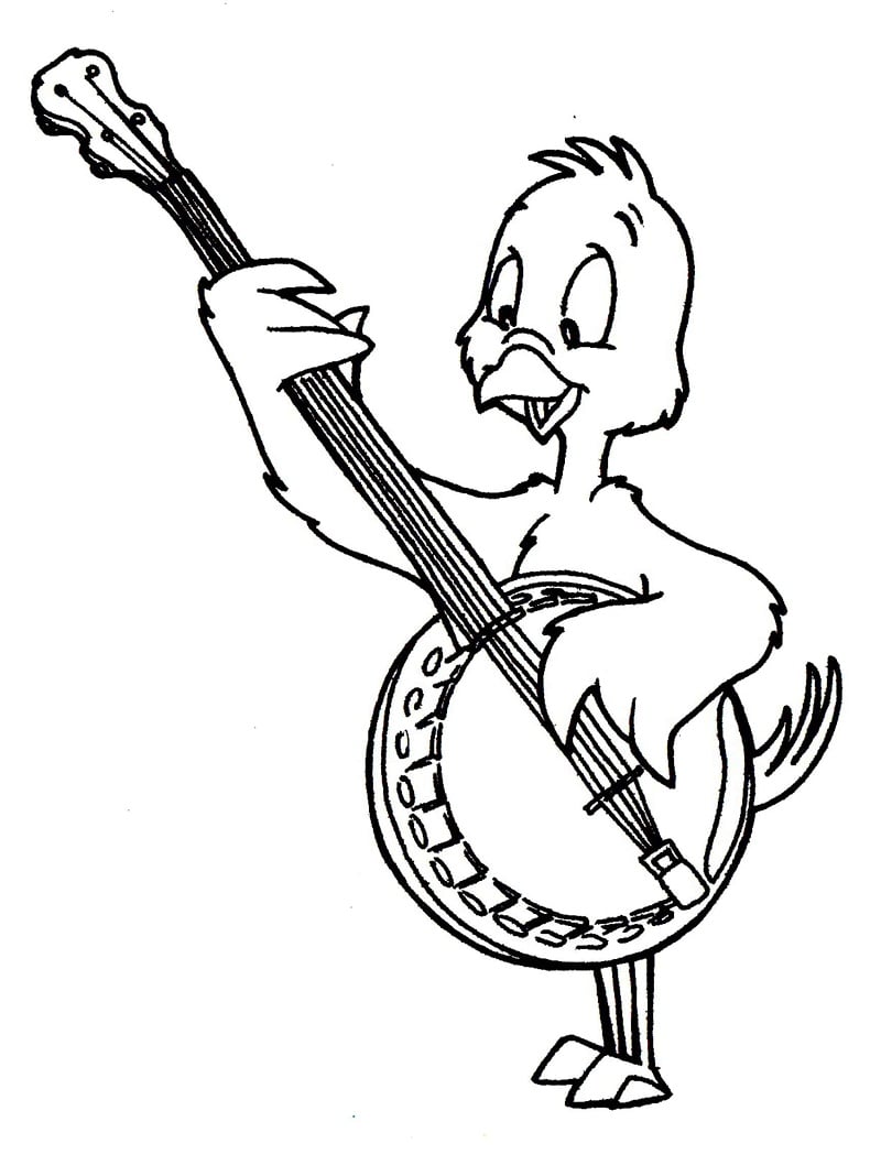Coloriage Oiseau Jouant au Banjo à imprimer