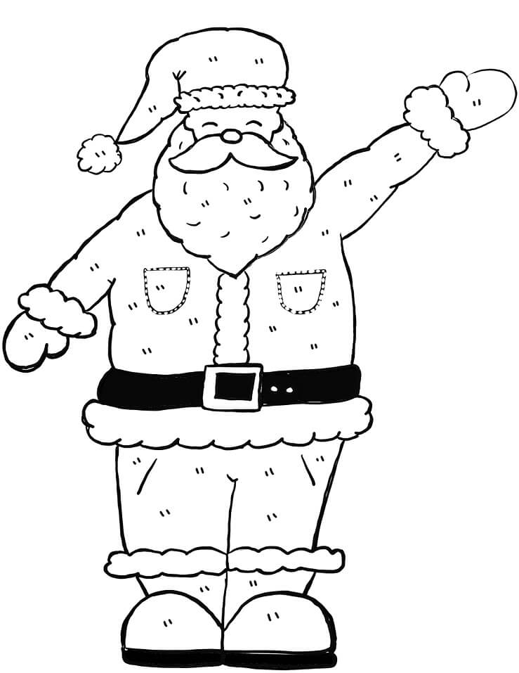 Coloriage Père-Noël en Costume Saluant de la Main à imprimer