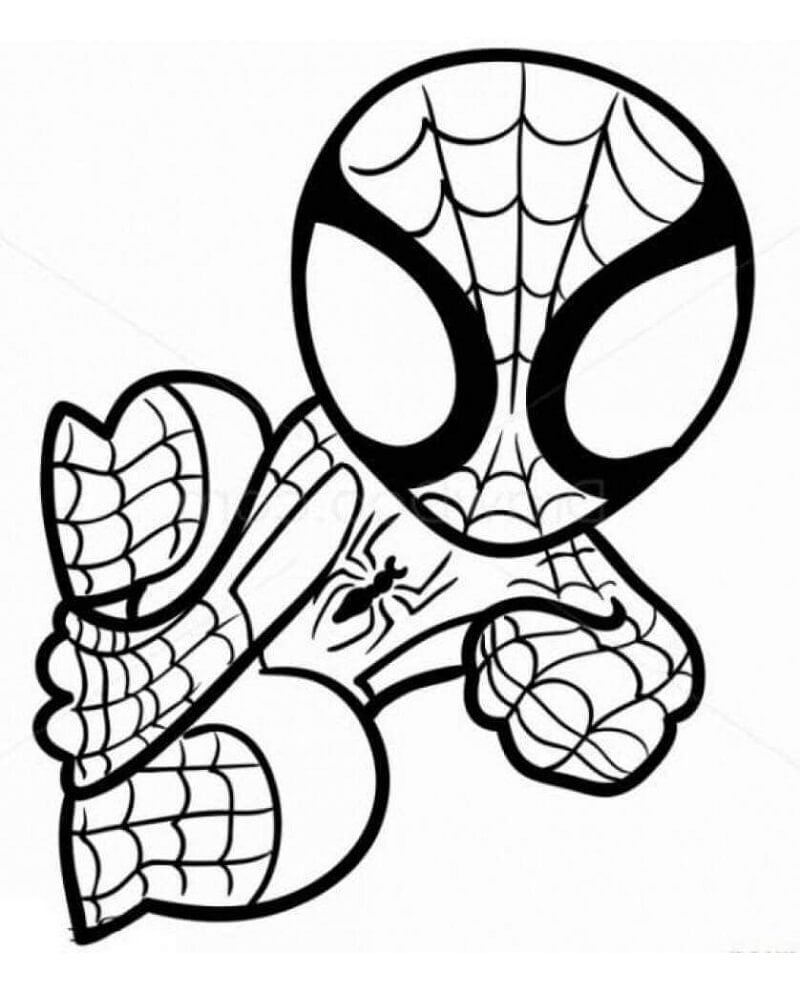 Coloriage petit spiderman à imprimer
