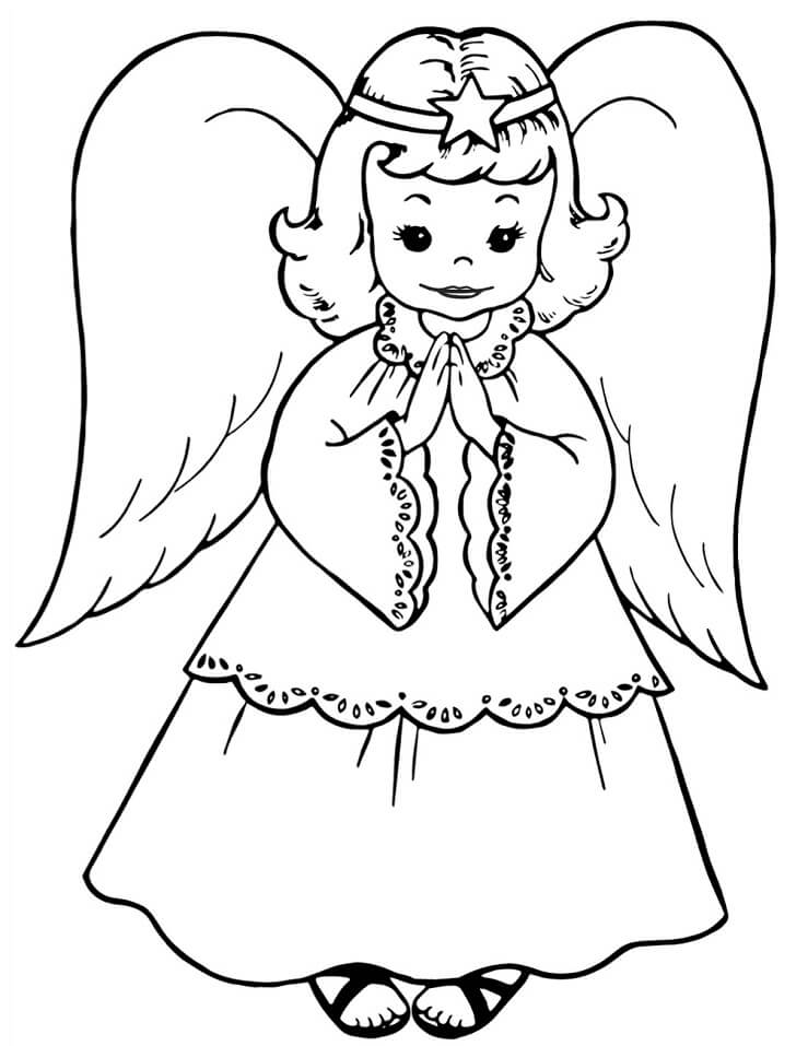 Coloriage Petite ange mains en prière à imprimer