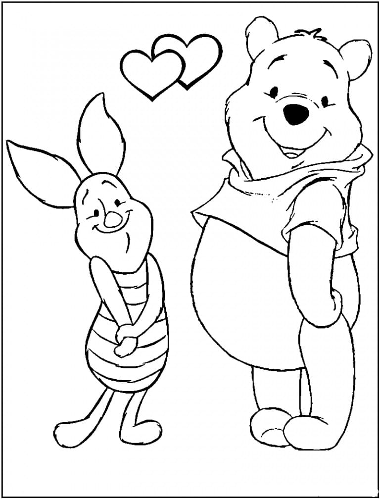 Coloriage Piglet et Pooh mignons