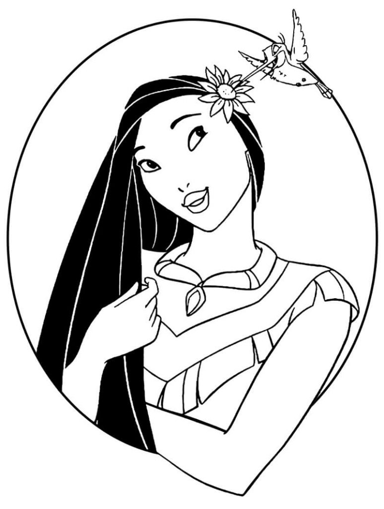 Coloriage Pocahontas avec Flit à imprimer