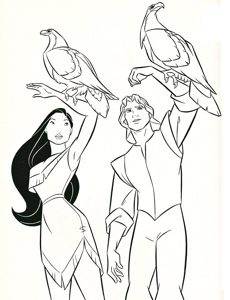 Coloriage Pocahontas et John Smith à imprimer