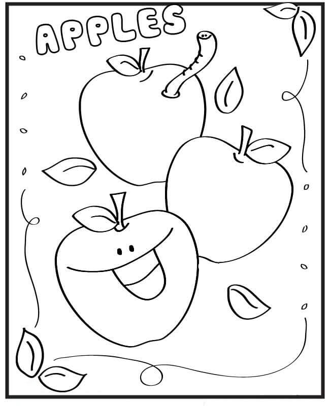 Coloriage Pommes drôles à imprimer