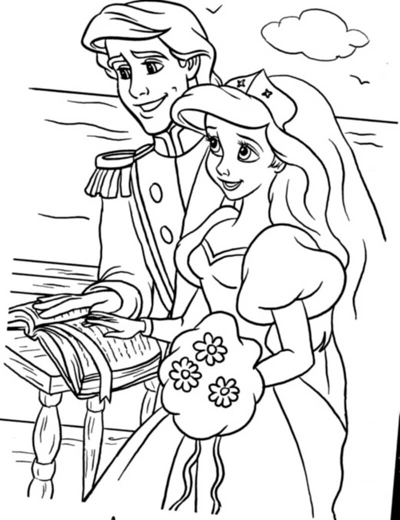 Coloriage Prince et Ariel à imprimer