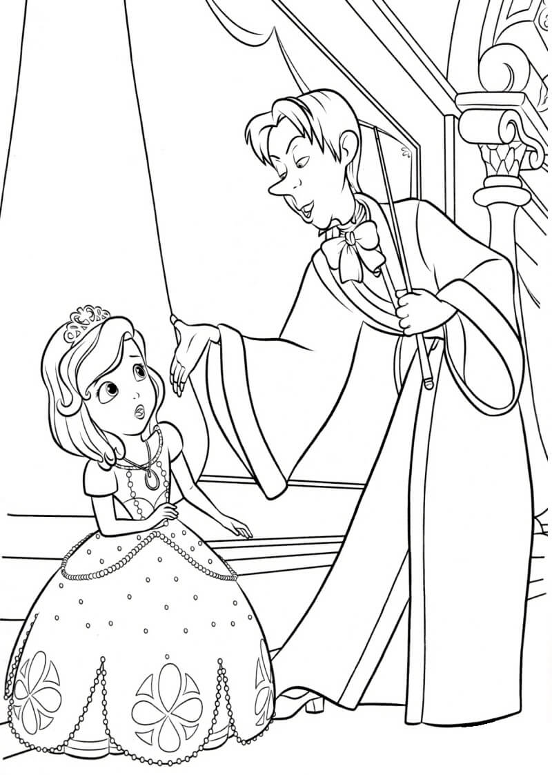 Coloriage Princesse Sofia et Cédric à imprimer