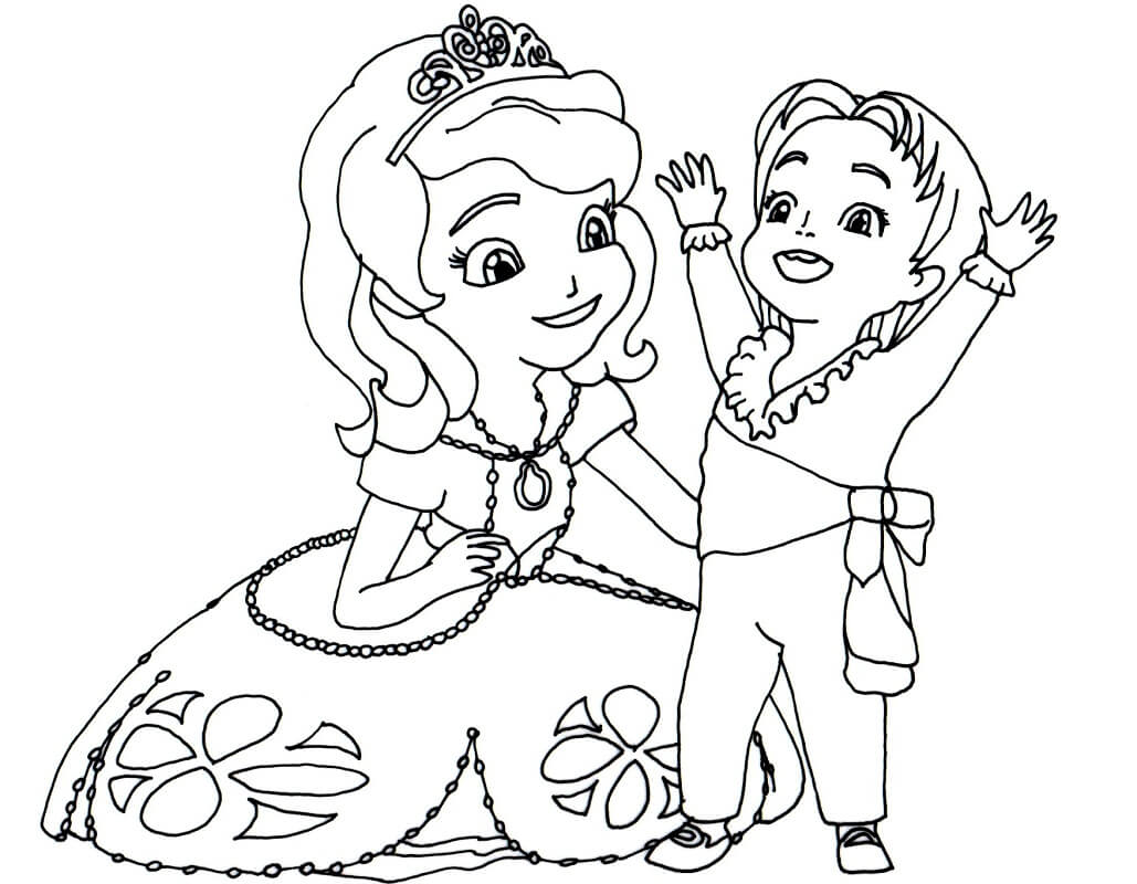 Coloriage Princesse Sofia et Prince James à imprimer