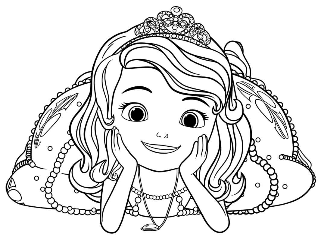 Coloriage Princesse Sofia souriante à imprimer