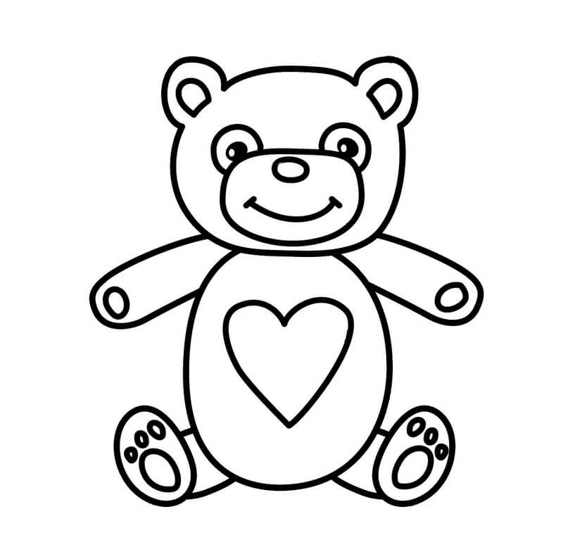 Coloriage Teddy Bear with heart à imprimer