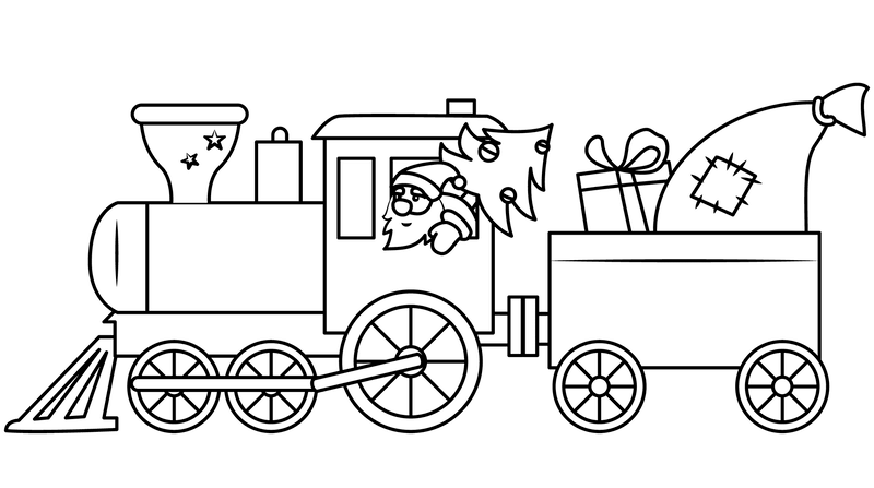 Coloriage Train de Noël à imprimer