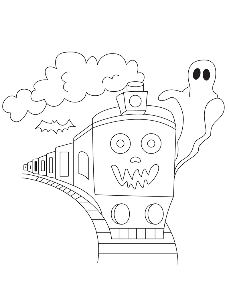 Coloriage Train d’Halloween à imprimer