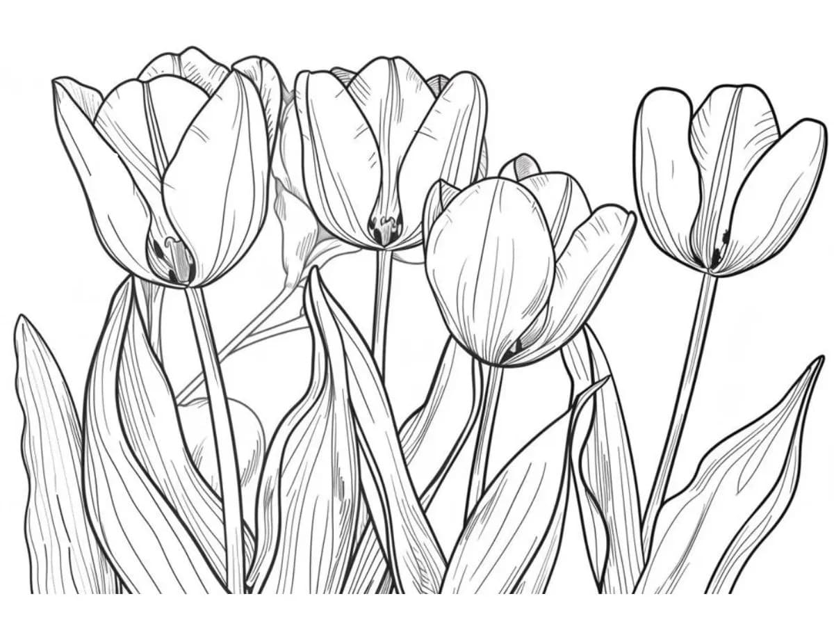 Coloriage Tulipe 3 à imprimer