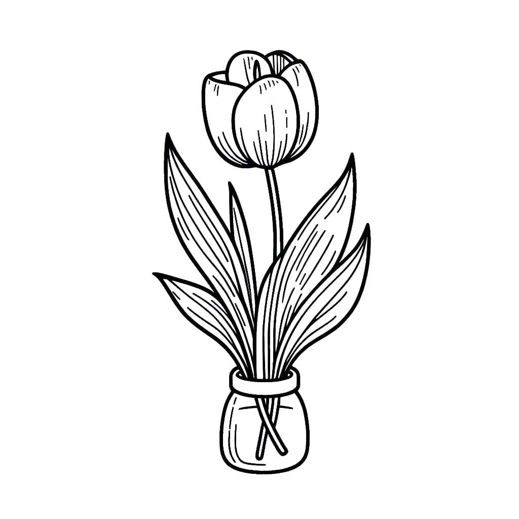 Coloriage Tulipe gratuite pour les enfants à imprimer