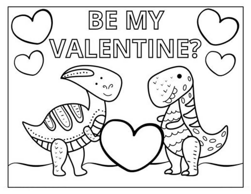 Coloriage Valentin de dinosaure à imprimer
