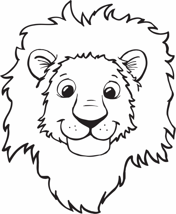 Coloriage Visage de lion heureux