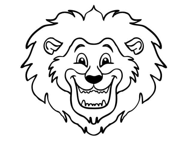 Coloriage Visage de lion heureux gratuit