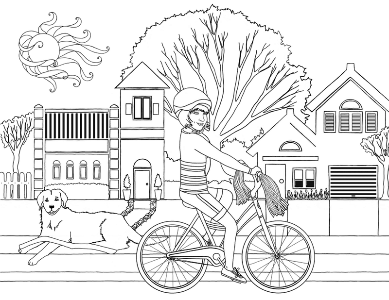 Coloriage Vélo dans la rue