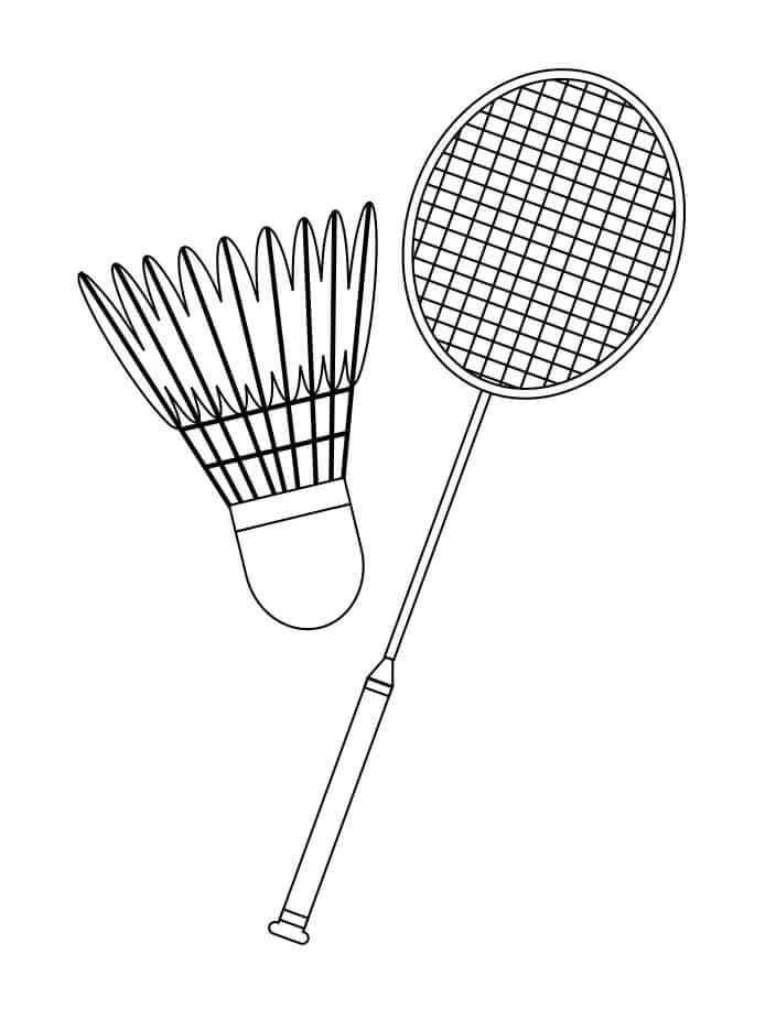 Coloriage Volant et Raquette de Badminton à imprimer