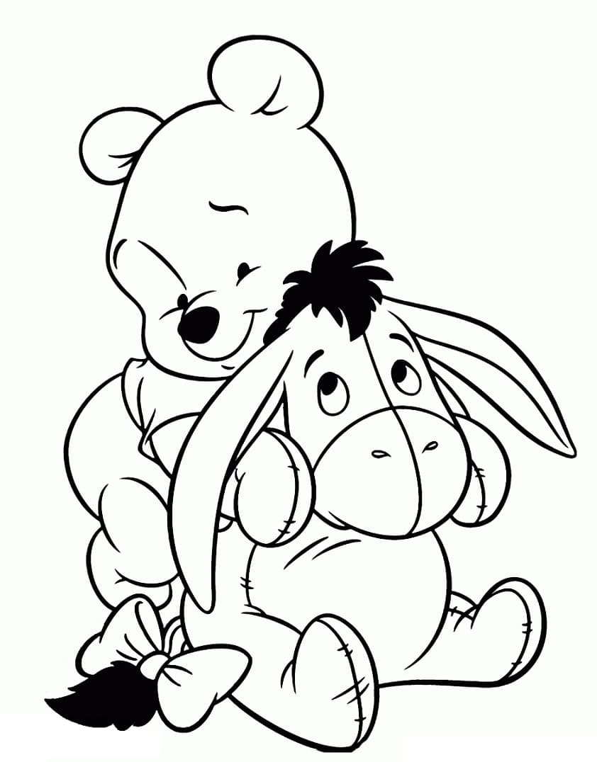 Coloriage Winnie l'ourson et Eeyore sont mignons