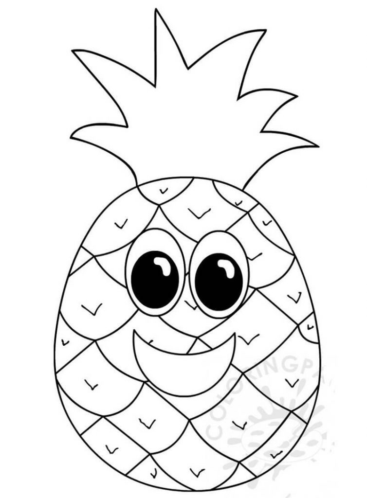 Coloriage Ananas de dessin animé à imprimer