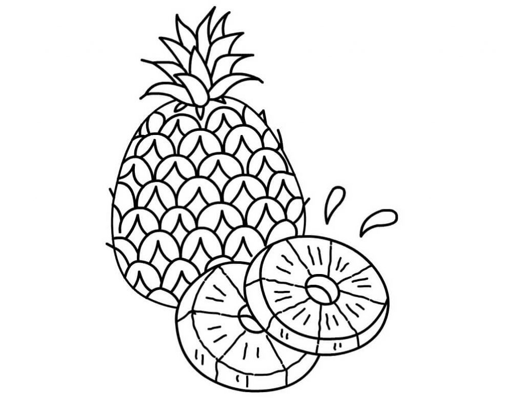 Coloriage Ananas et tranches 1 à imprimer