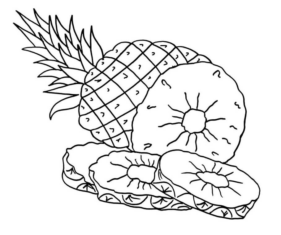 Coloriage Ananas et tranches 2 à imprimer